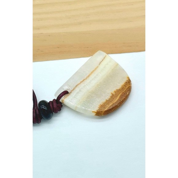 Mexican Onyx Worry Stone Necklace Natural Crystal Pendant - Picture 3 of 5